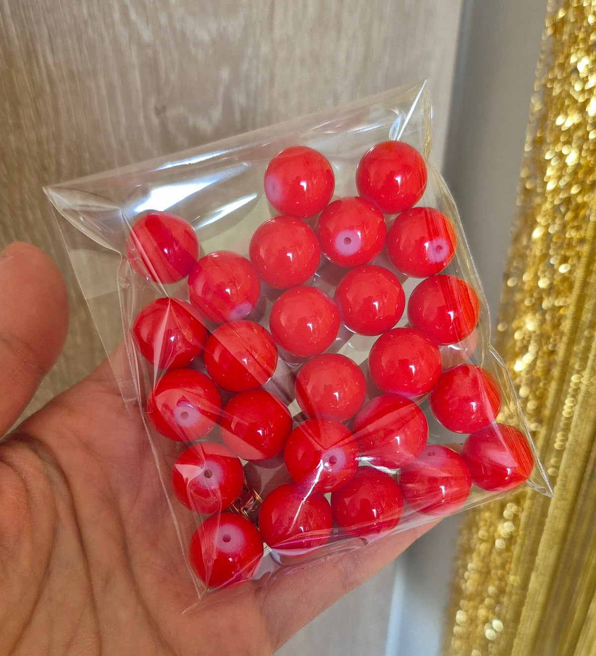 Bolas de vidrio 16mm rojo -(25 unidades)