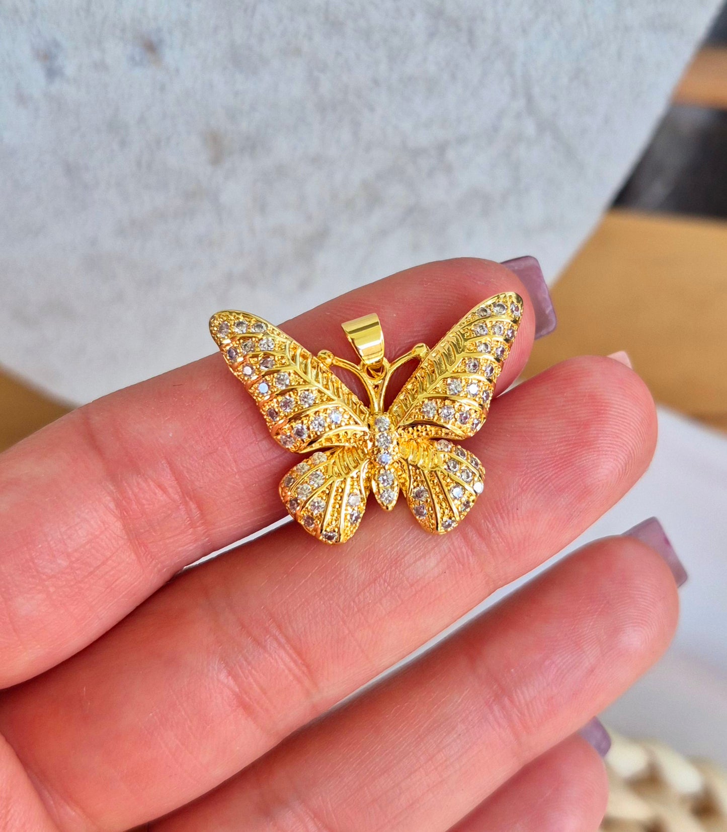 Mariposa brillante con portadije