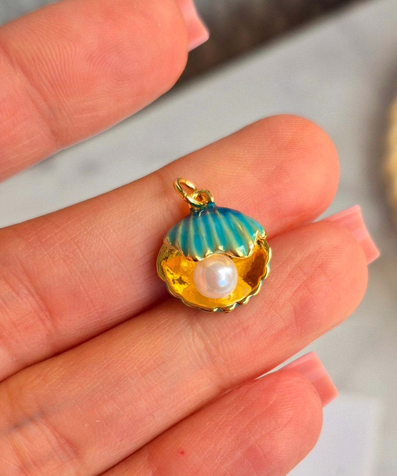 Conchita de mar esmaltada turquesa