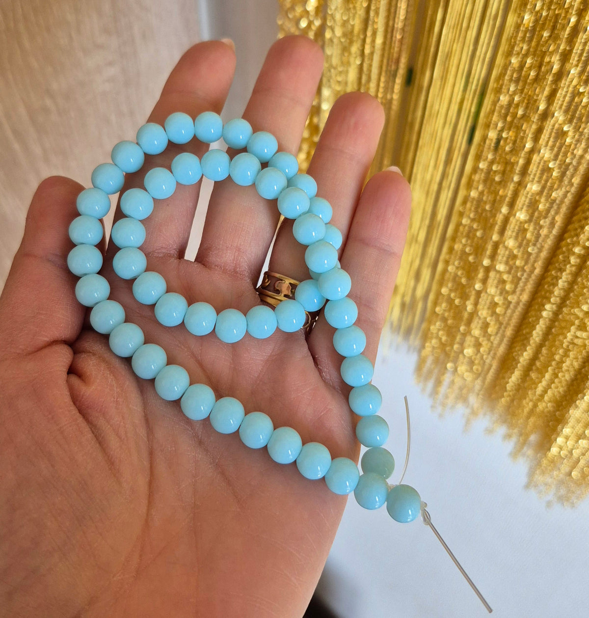 Bolitas de vidrio 8mm Celeste pastel
