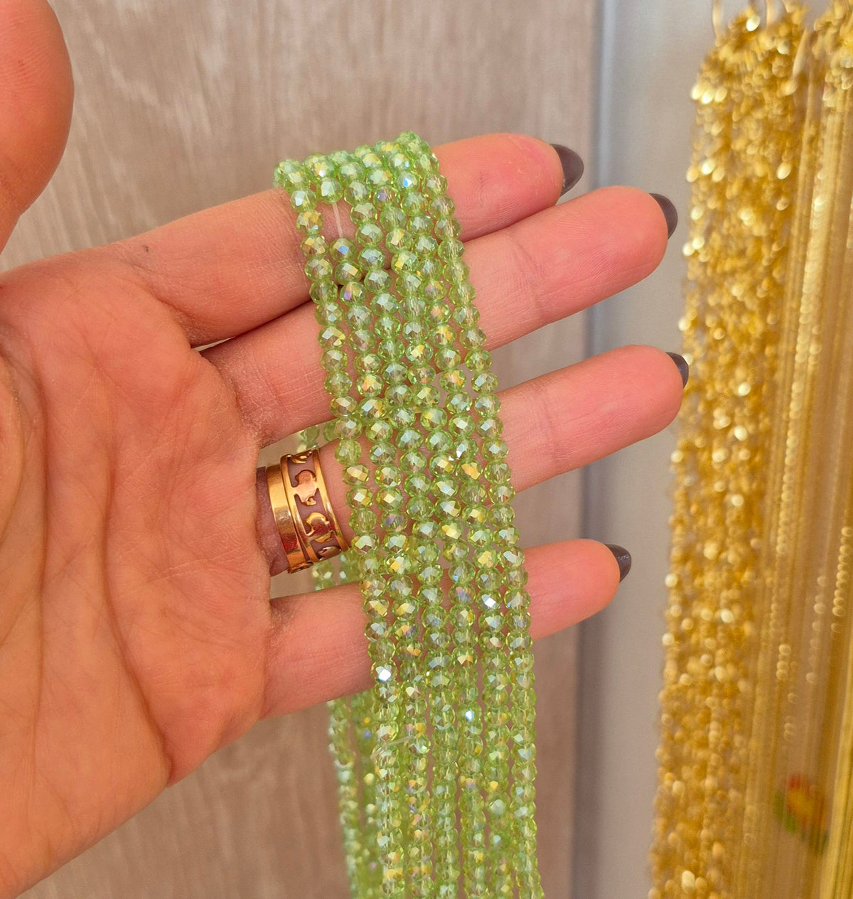 Cristal 4mm verde manzana traslúcido tornasol