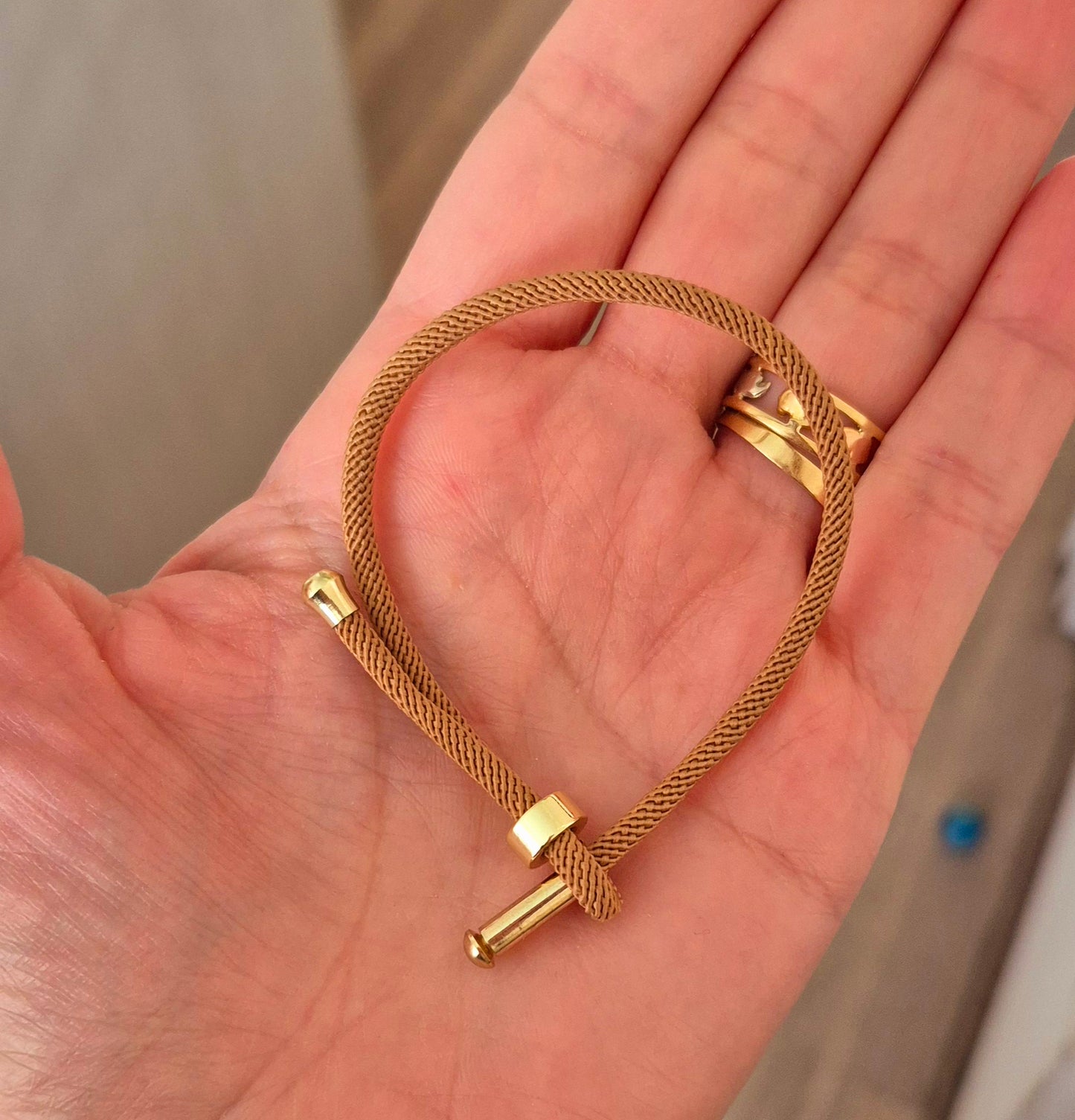 Pulsera cordón beige