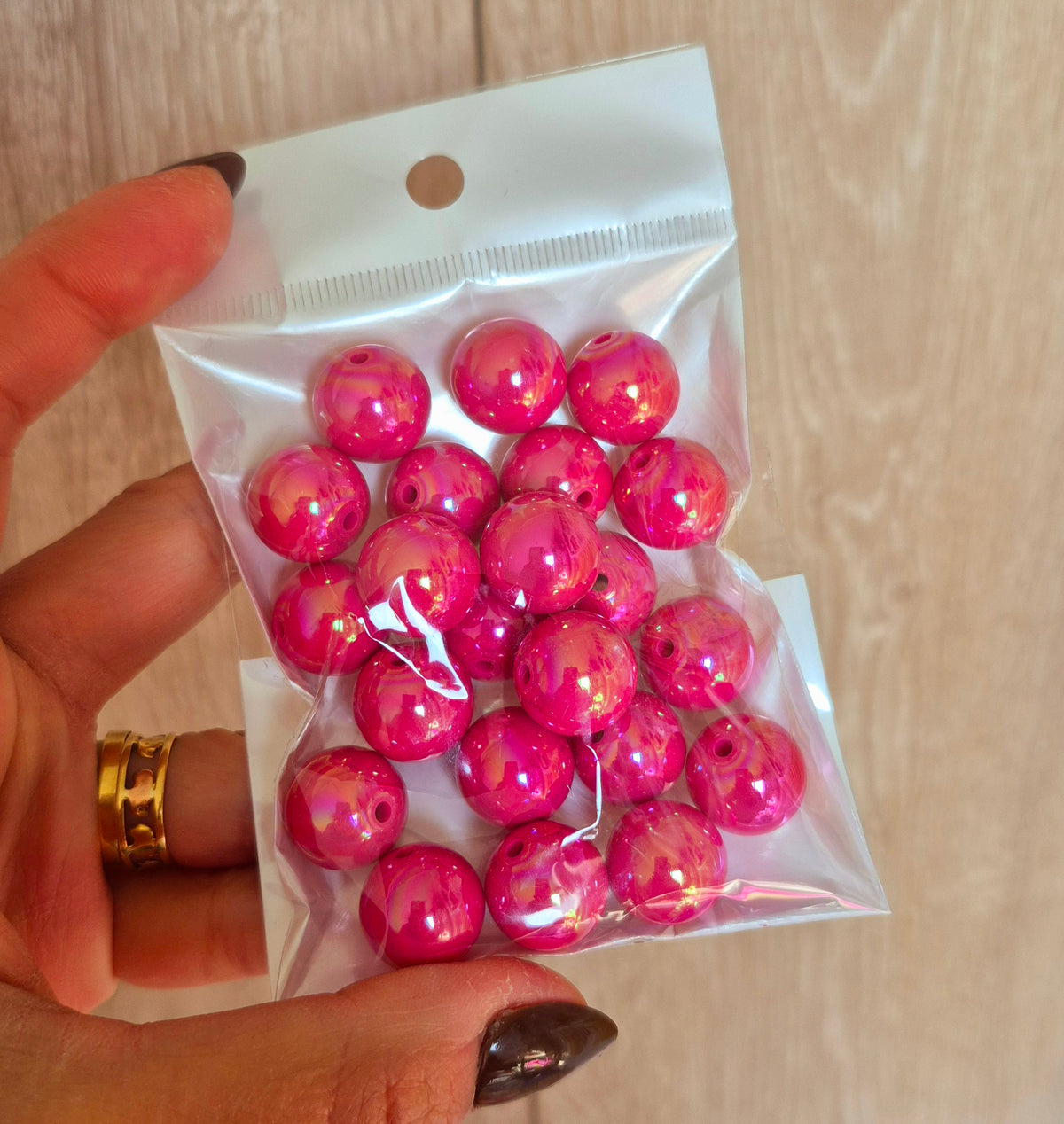 Bolas chicle holográficas 16mm fucsia - (22 unidades)