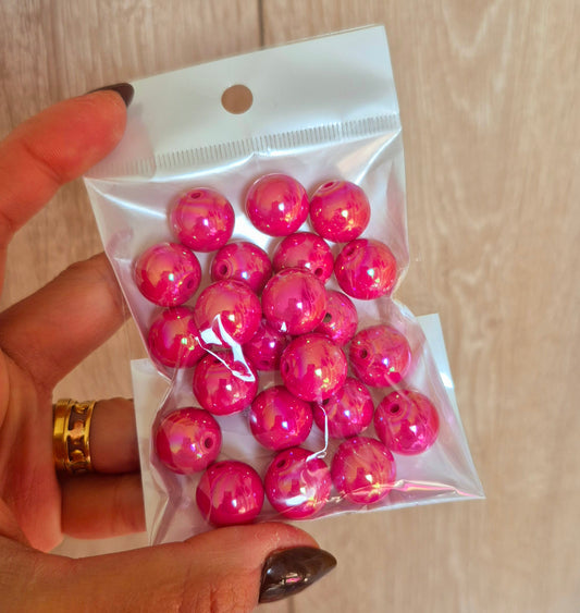 Bolas chicle holográficas 16mm fucsia - (22 unidades)