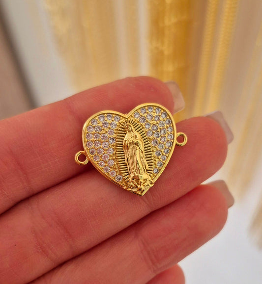 Dije conector Virgen Guadalupe corazón