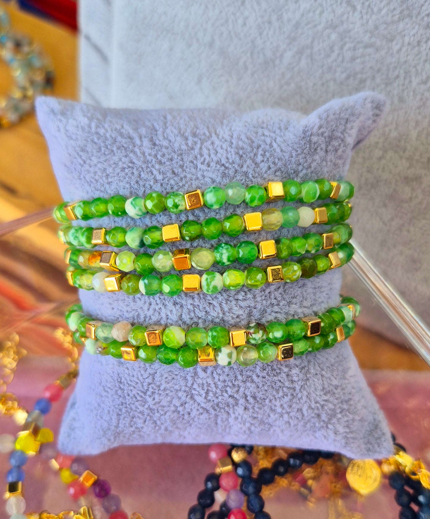 Pulsera ágatas verde matizado