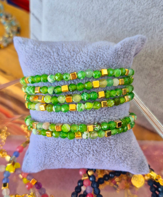 Pulsera ágatas verde matizado