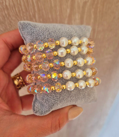 Pulsera Aurora Perlada Rosada