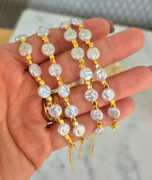 Pulsera perlitas planas