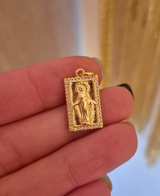 Medalla cuadrada Virgen La Milagrosa o Virgen de los Rayos