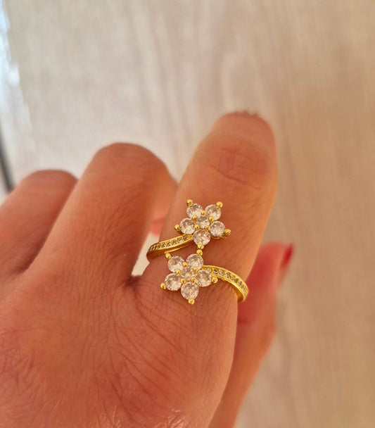 Anillo doble flor