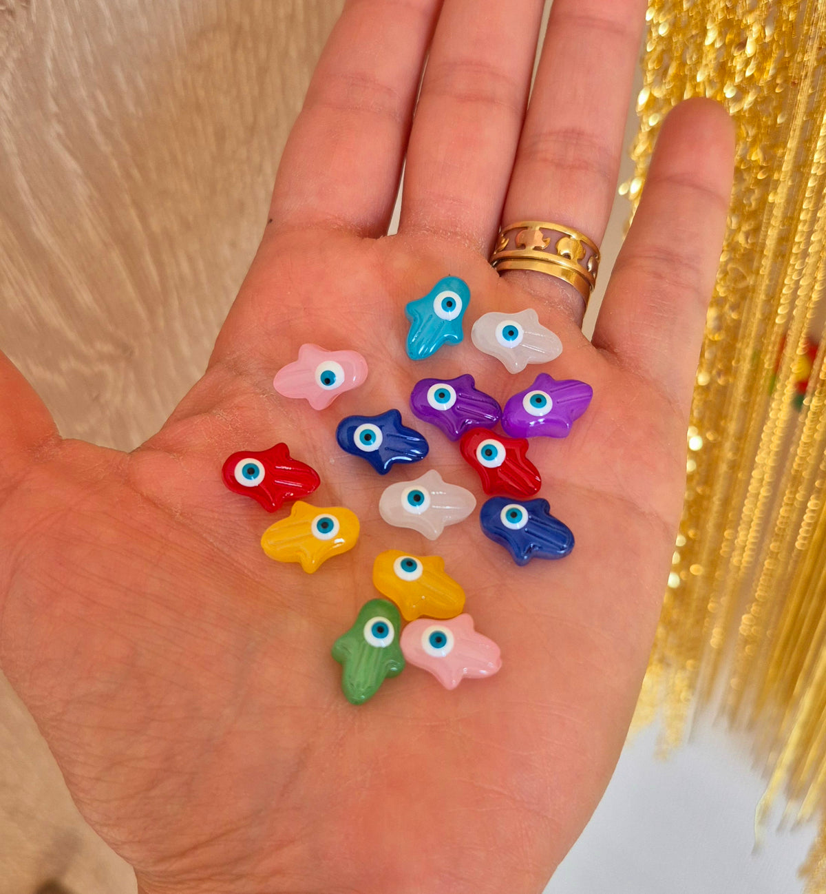 Manito Hansa de vidrio de colores - (5 unidades surtidas)