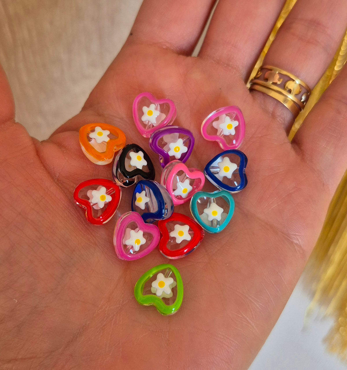 Corazones flores de vidrio - (5 unidades surtidas)