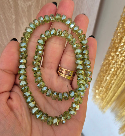 Cristal rondelle 8mm verde hoja
