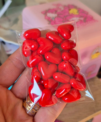 Corazones acrílicos rojos - (25 unidades)