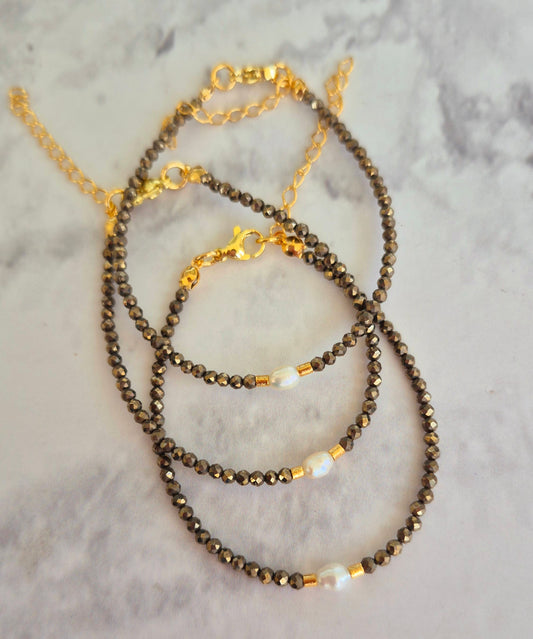 Pulsera pirita y perla