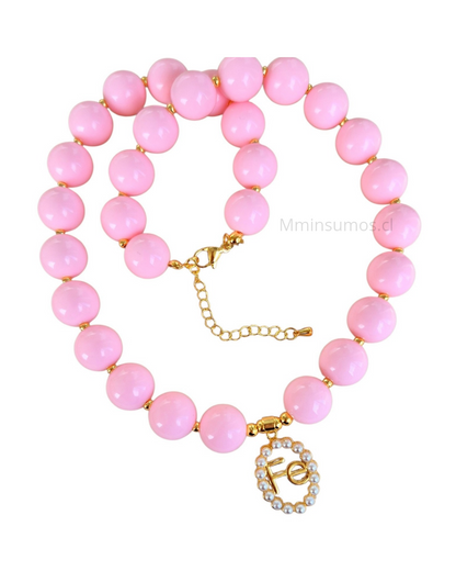 Collar chicle Rosado Fé