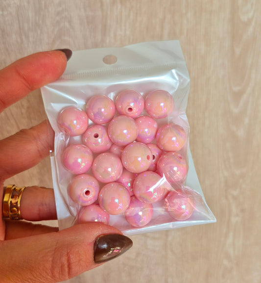 Bolas chicle holográficas 16mm Rosadas- (22 unidades)