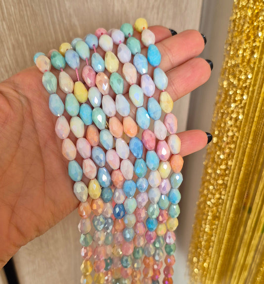Cristal facetado tipo gota tonos pastel
