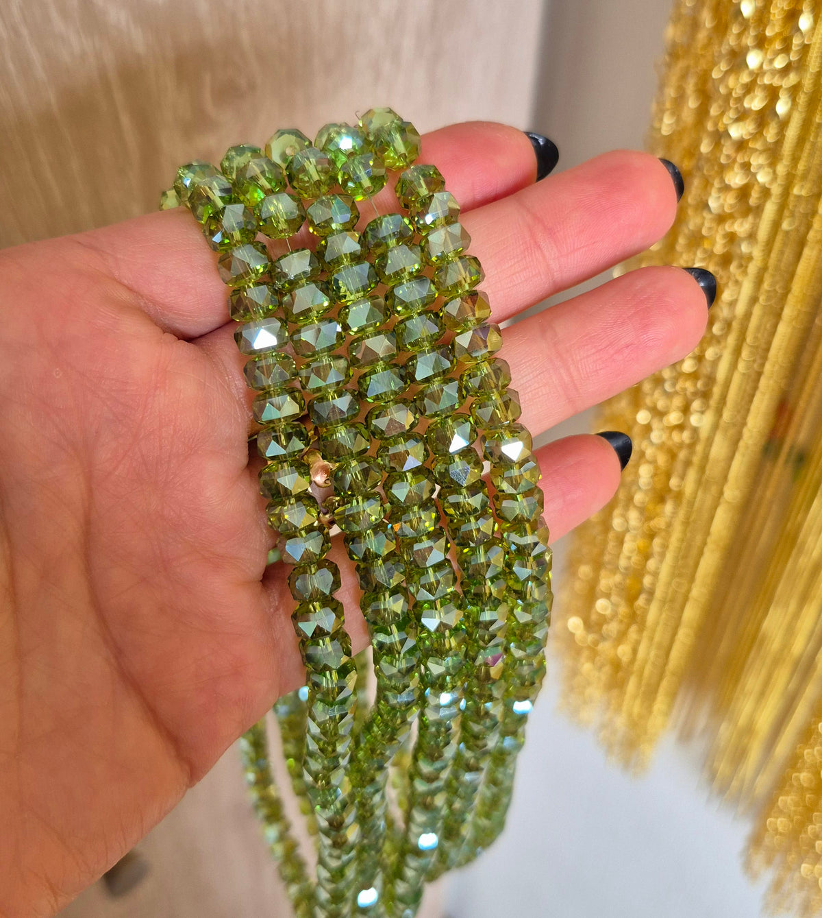 Cristal rondelle 8mm verde hoja