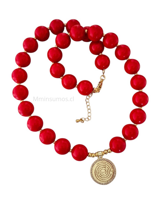 Collar chicle rojo Padre Nuestro