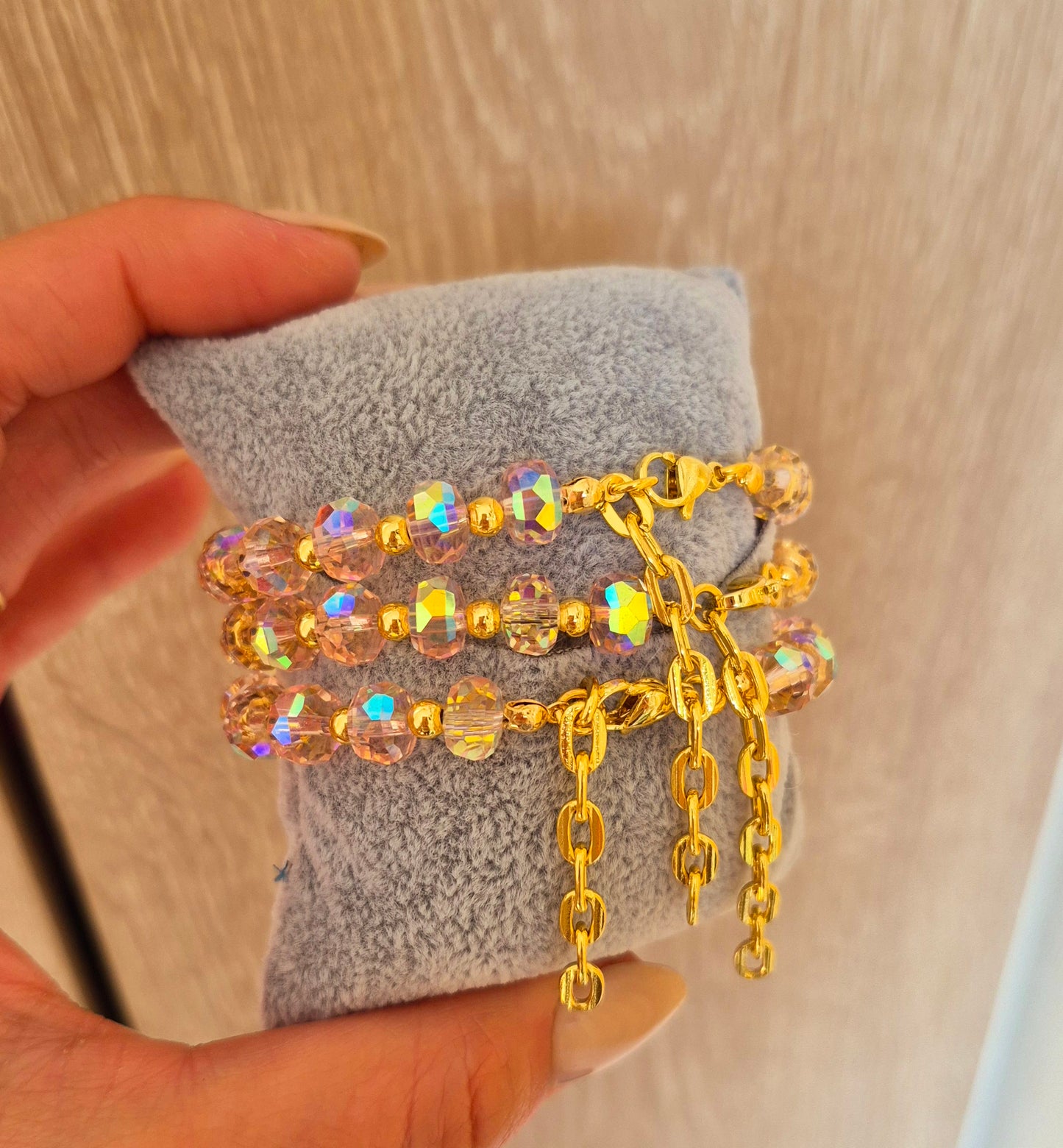 Pulsera Aurora Perlada Rosada