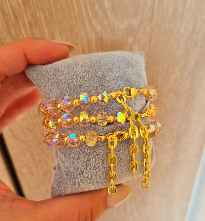 Pulsera Aurora Perlada Rosada